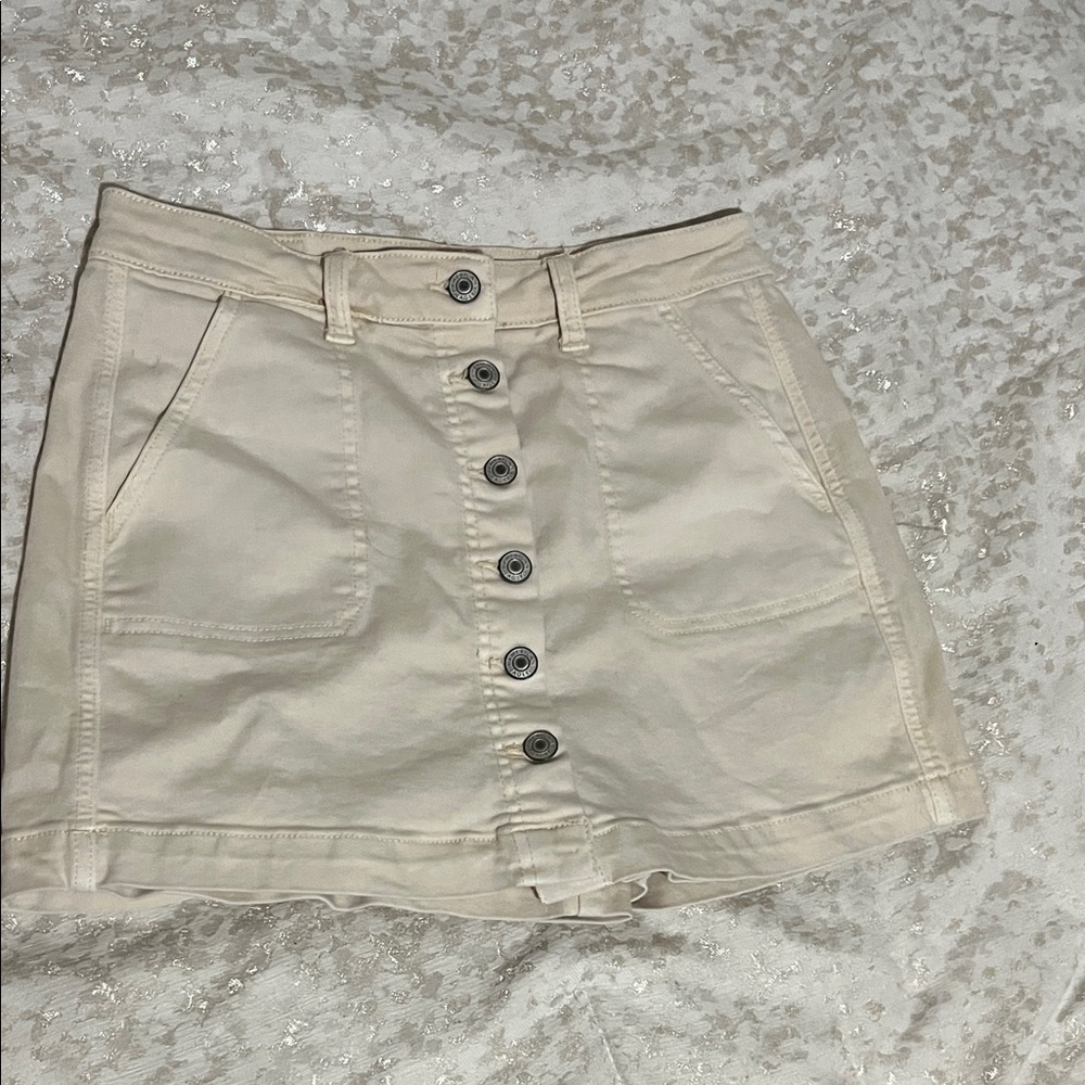 American Eagle Outfitters Beige Button-Front Mini Skirt